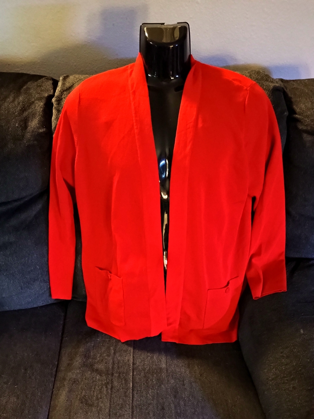 Anne Klein Bright Red Open-Front Shirt Jacket